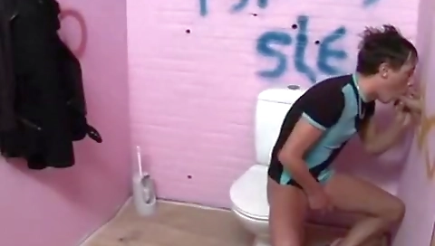 Showering her black pussy