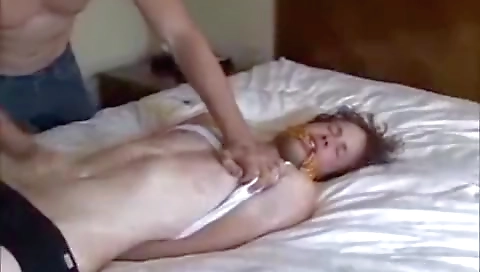Blonde with huge natural tits gets fucked by two men
