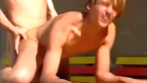 Sexy blonde babe dildo fuck by two cocks